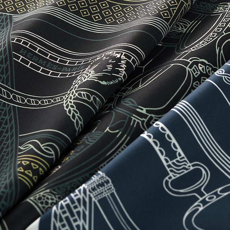 Concours d'Etriers Remix double face scarf 70 - Black | Hermès